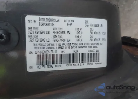 2003 Dodge Dakota Sport/Sxt from USA, damaged, VIN 1D7HG38N93S136111